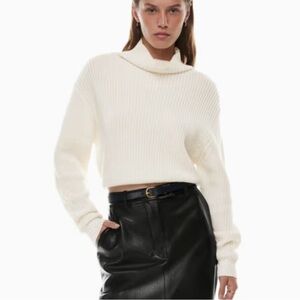 Aritzia Wilfred Cropped Ribbed Sweater 100% Merino Wool- White/Creamish Colour